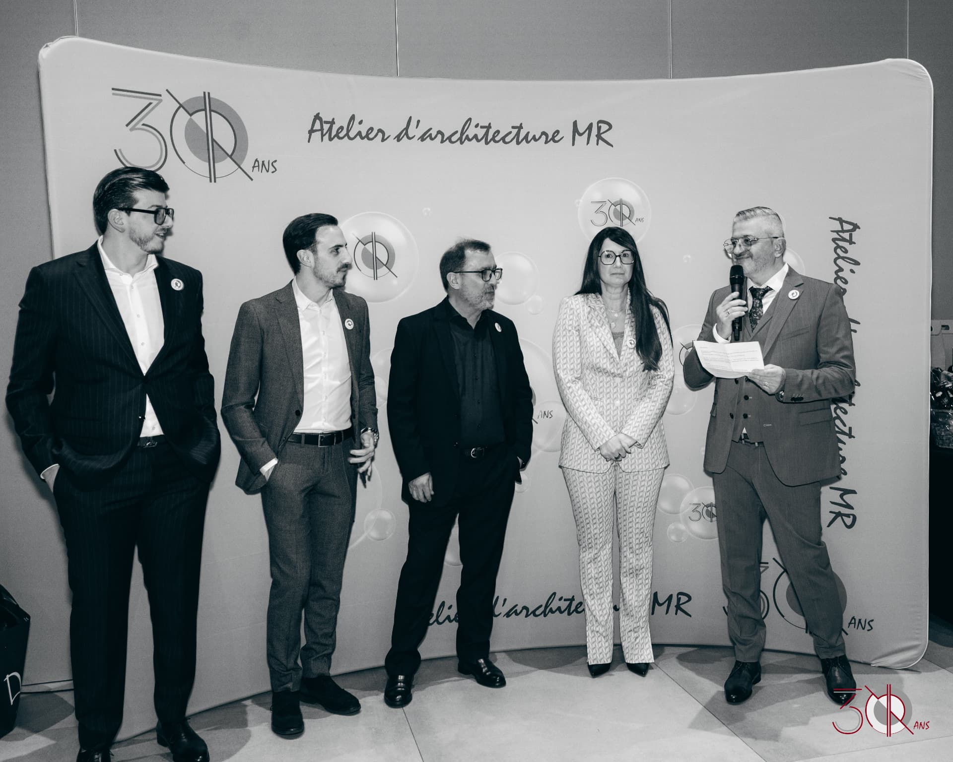L'équipe de l'Atelier d'Architecture MR lors de la cérémonie des 30 ans