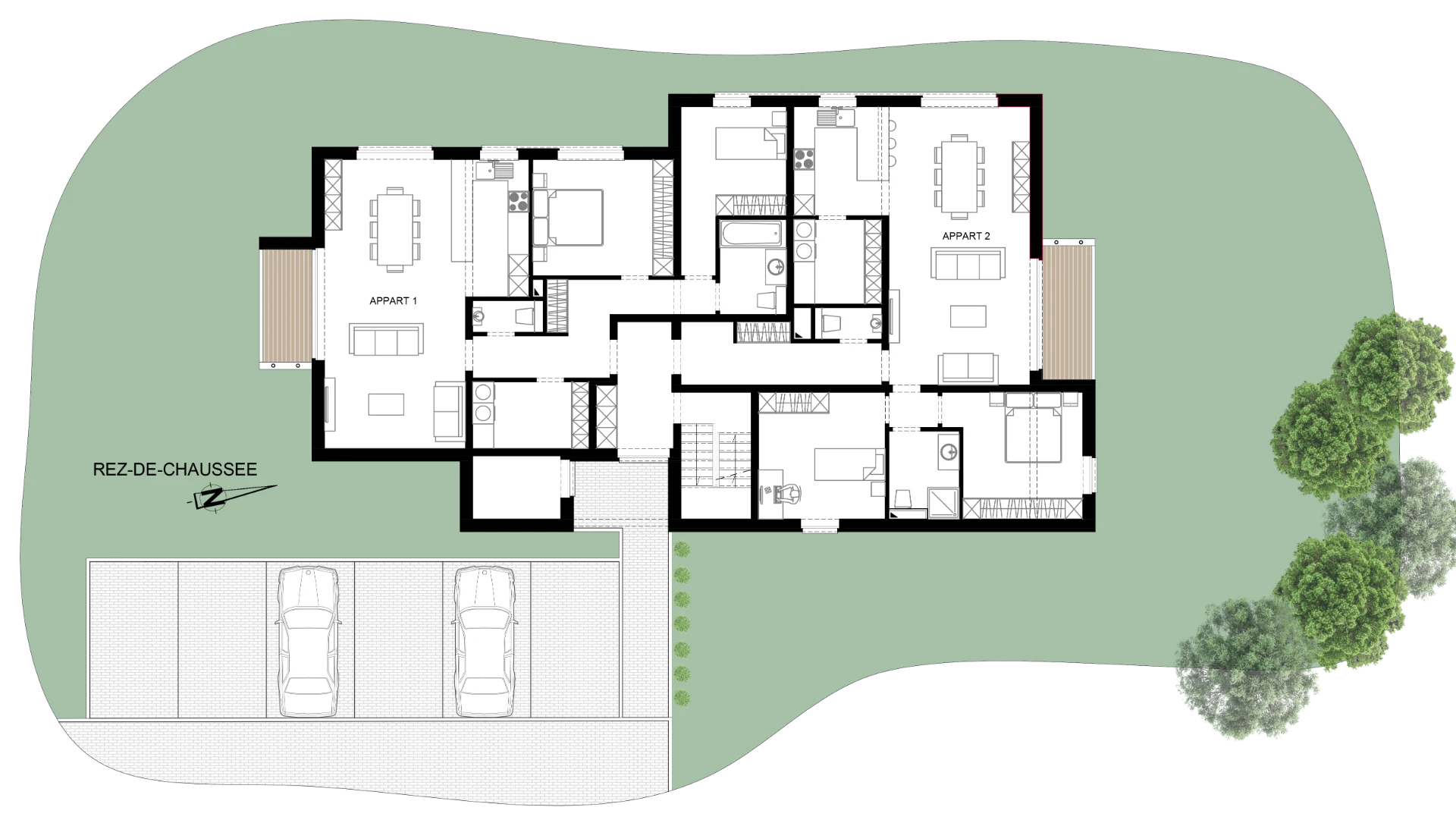 Plan du rez-de-chaussée de l'immeuble de logements