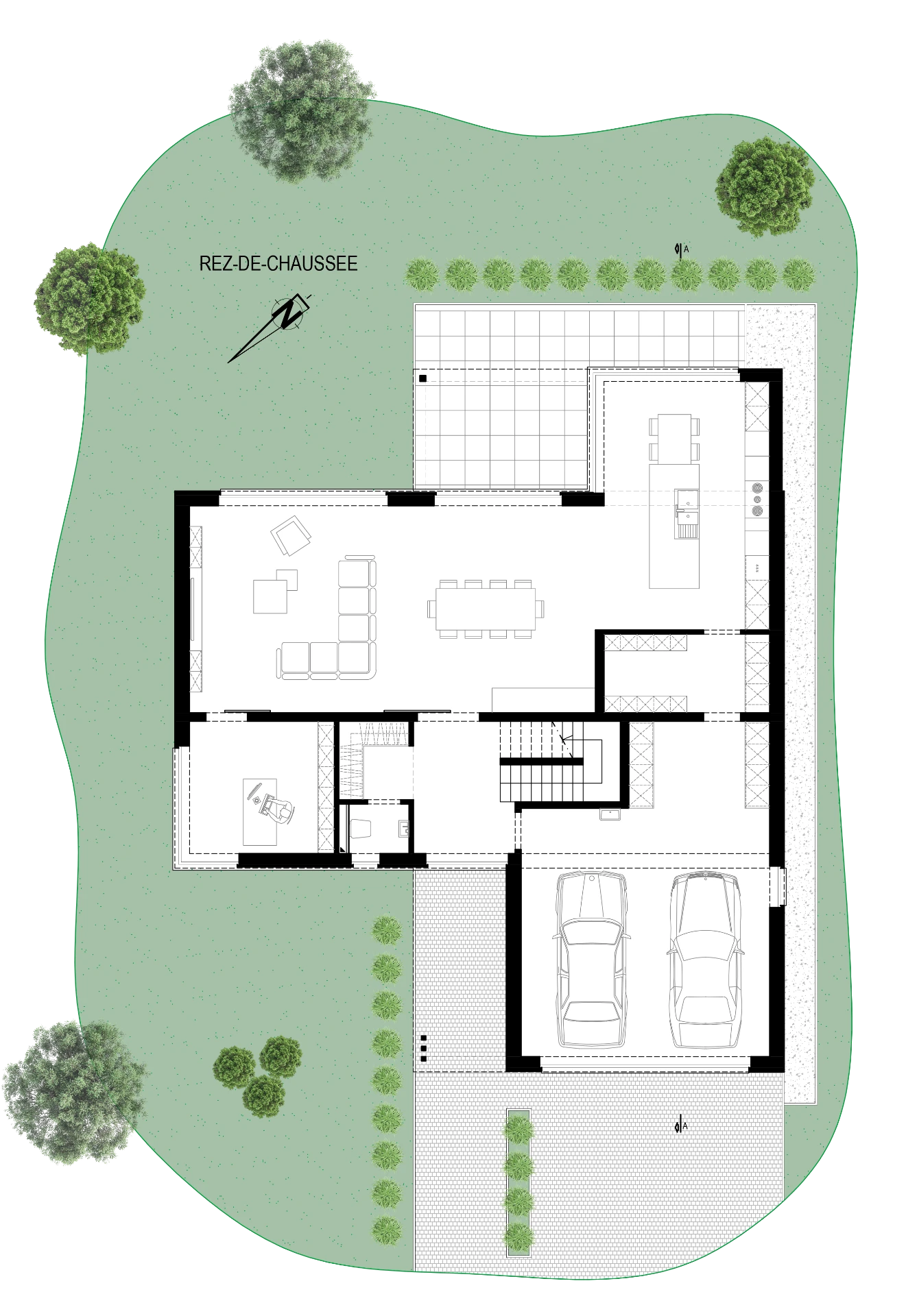 Plan du rez-de-chaussée de l'habitation