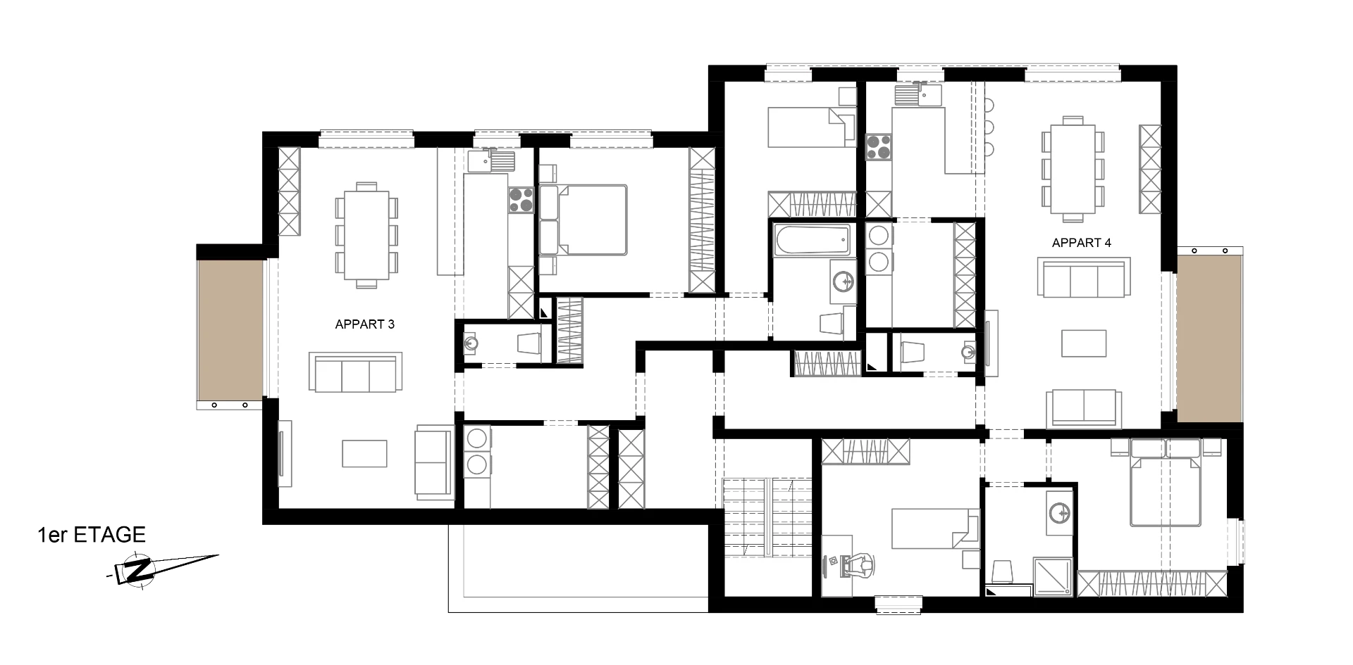 Plan du premier étage de l'immeuble de logements